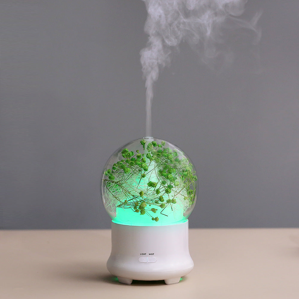 Diffuseur fleur lumineuse modèle vert, lumière verte et brume parfumée